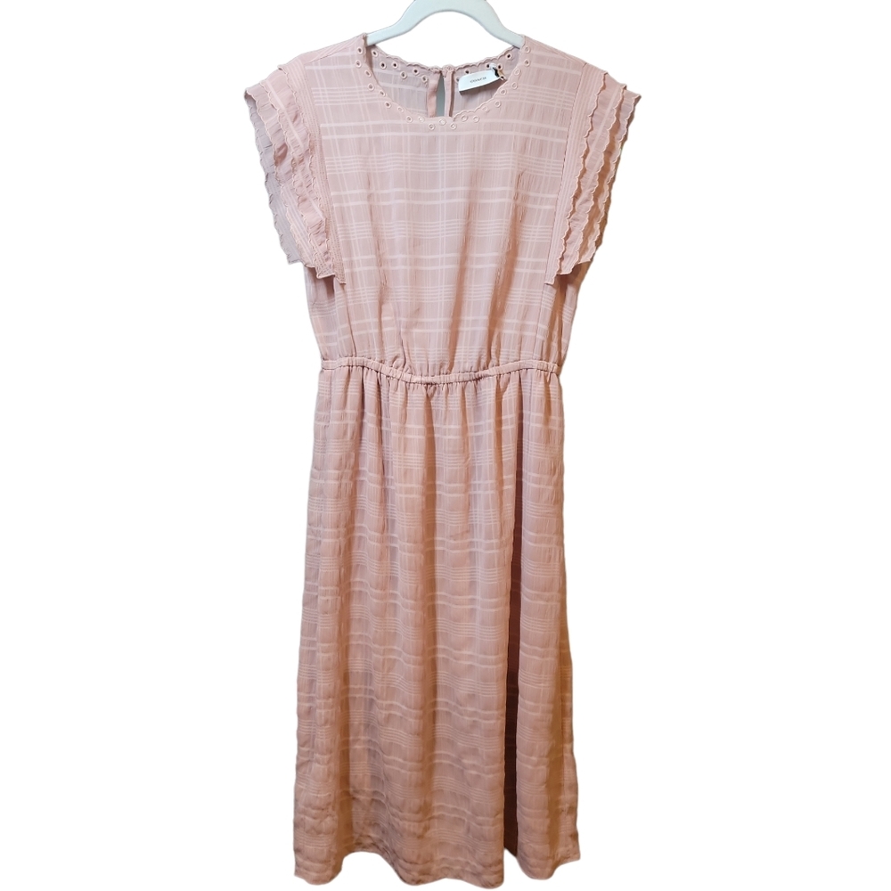 Coach Midi Dress Ruffled Cap Sleeves Powder Pink Womens Size 2